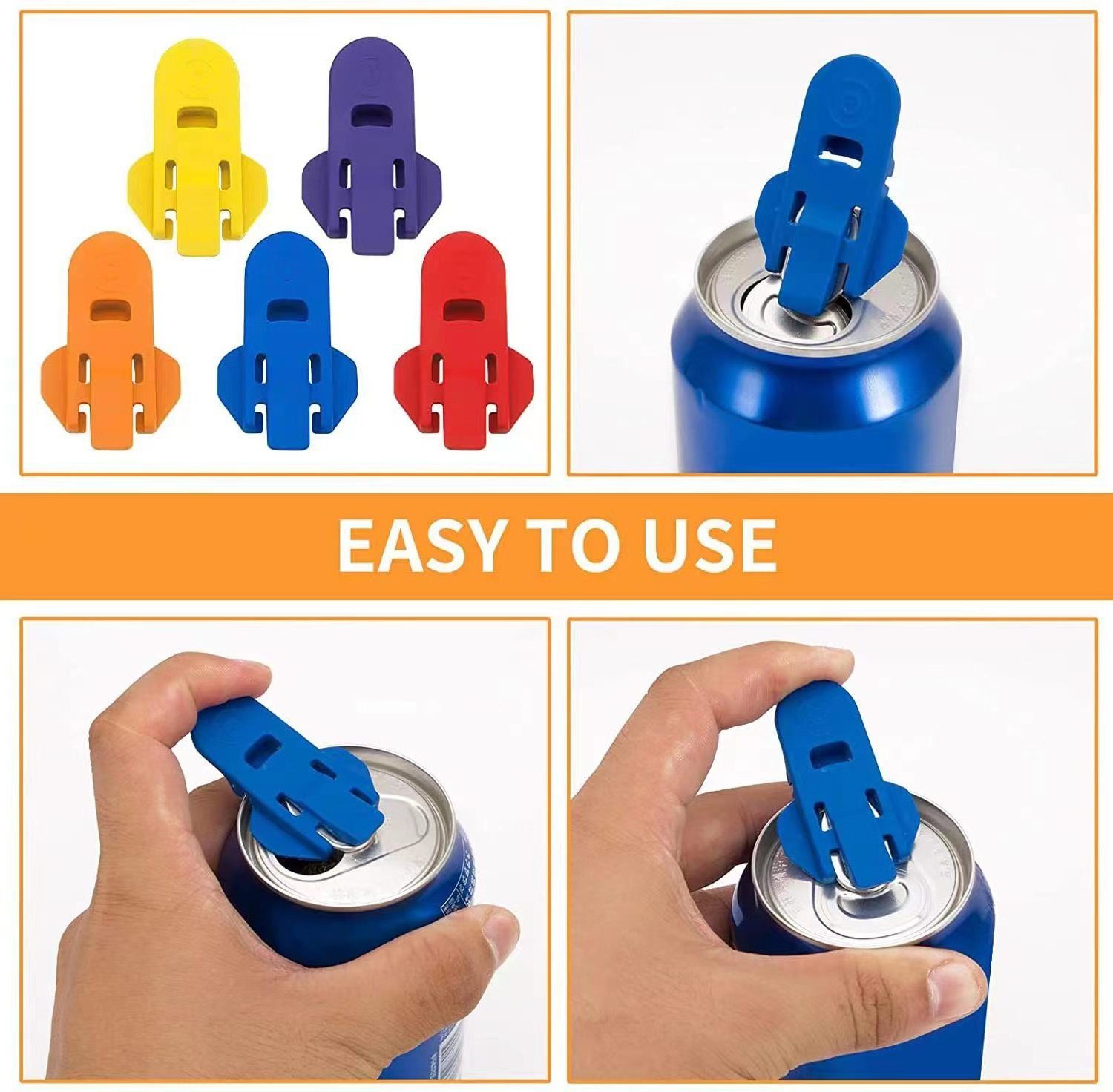 Easy Can Opener color soda beer can opener and beverage can cover protector Premium Plastic Shields