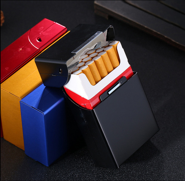 Automatic Flip Aluminum Alloy Cigarette Case Metal Cigarette Case Gift Packaging Box Large Capacity Magnetic Alloy Case