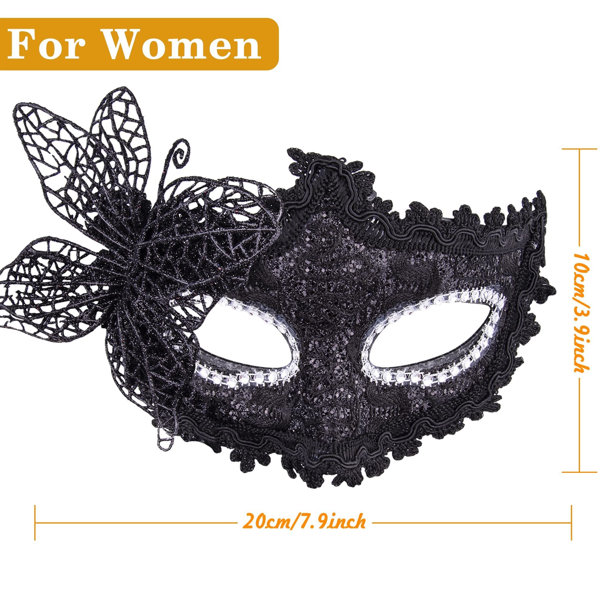 Luxury Masquerade Carnival Black Eye Mask with Lace Flower Mardi Gras Half Face Women Venetian Party Masks