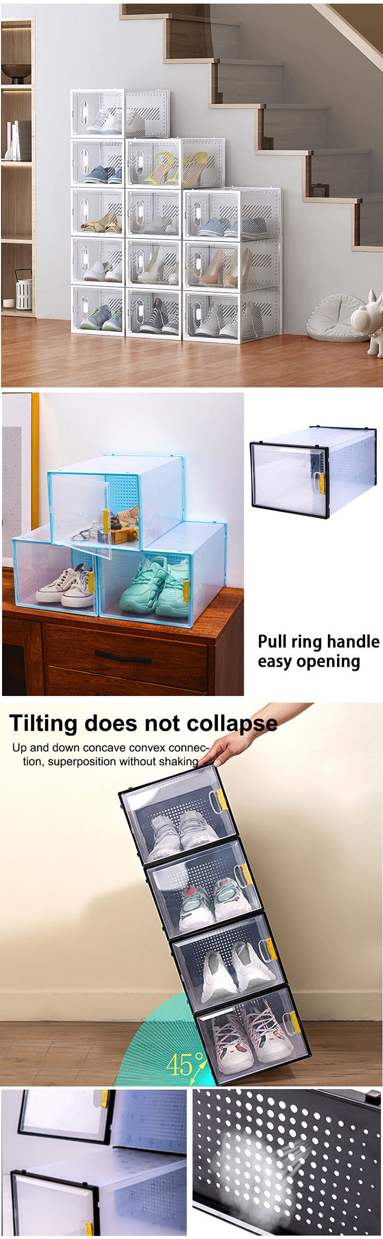 Double frame thickened transparent shoe box home storage shoe box storage and finishing shoe cabinet