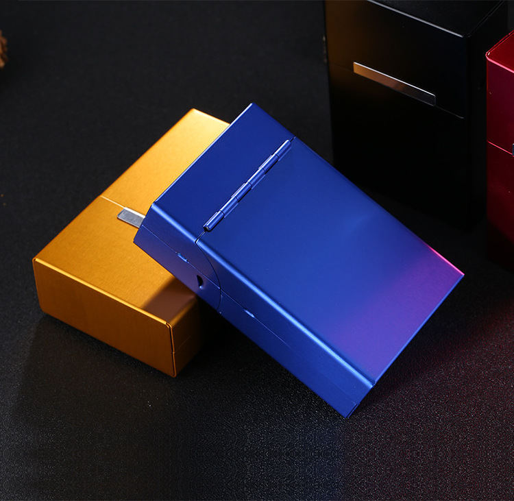 Automatic Flip Aluminum Alloy Cigarette Case Metal Cigarette Case Gift Packaging Box Large Capacity Magnetic Alloy Case