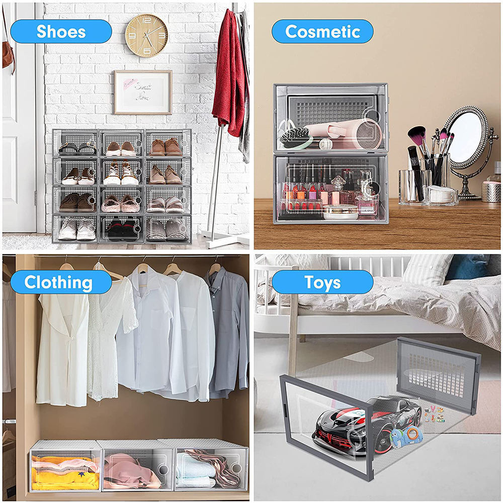 Double frame thickened transparent shoe box home storage shoe box storage and finishing shoe cabinet