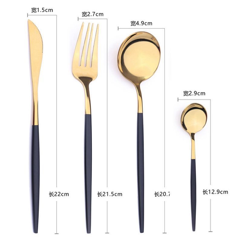 Luxury Tableware Handle Flatware Utensils Kitchenware Cutlery Set Gold Stainless Steel Hotel Restaurant Matte Cutlery Black