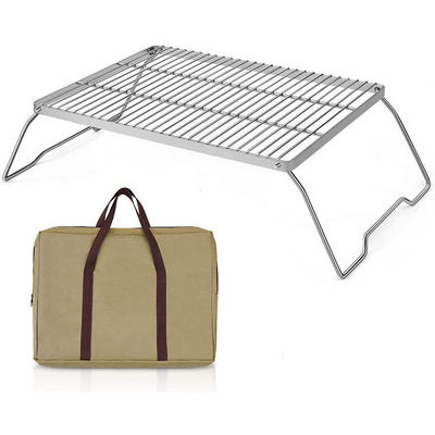 Folding Campfire BBQ Grill Rack Camp Wire Mesh Grill Over Fire Pit Portable Titanium Grill Grate For Outdoor Cooking Picnic