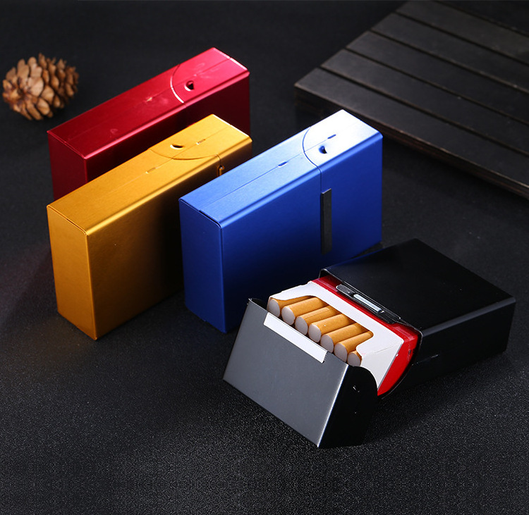 Automatic Flip Aluminum Alloy Cigarette Case Metal Cigarette Case Gift Packaging Box Large Capacity Magnetic Alloy Case