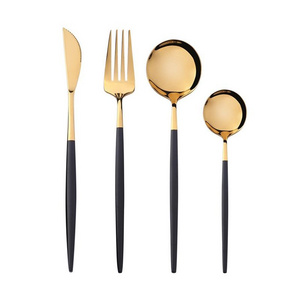 Luxury Tableware Handle Flatware Utensils Kitchenware Cutlery Set Gold Stainless Steel Hotel Restaurant Matte Cutlery Black