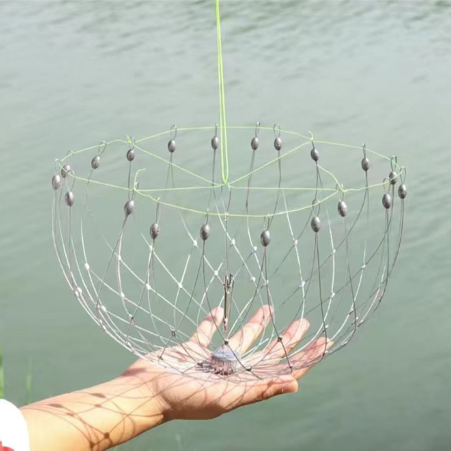 Fishing Crab Network Open Closing Fishing Crab Trap Fish Net Steel Wire Collapsible Outdoor