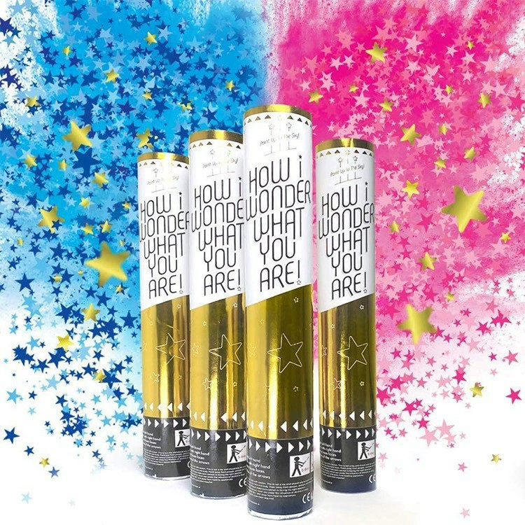 Gender Reveal Confetti Powder Cannon Star Confetti Powder Bombs Gender Reveal Poppers Baby Shower Decoration Poppers KD154