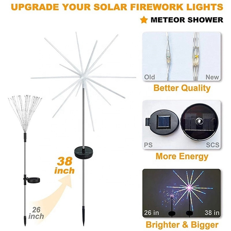 Solar Firework Lights with 90/120/150 LEDs Outdoor Waterproof with 8 Lighting Modes Twinkling String Lights Garden Decor H0440