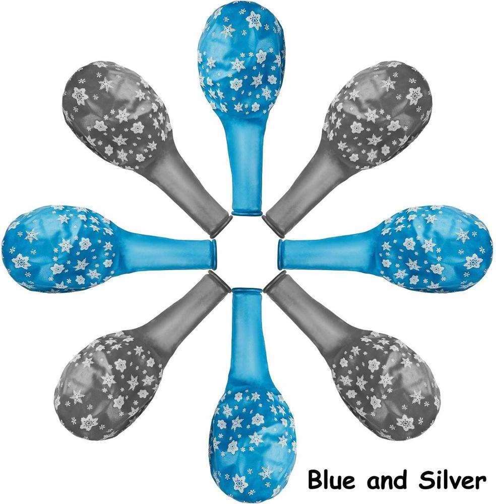 White Blue Frozen Winter Theme Balloons Set Snowflakes Latex Snowflake Foil Balloons Baby Shower Birthday Party Decor KK788