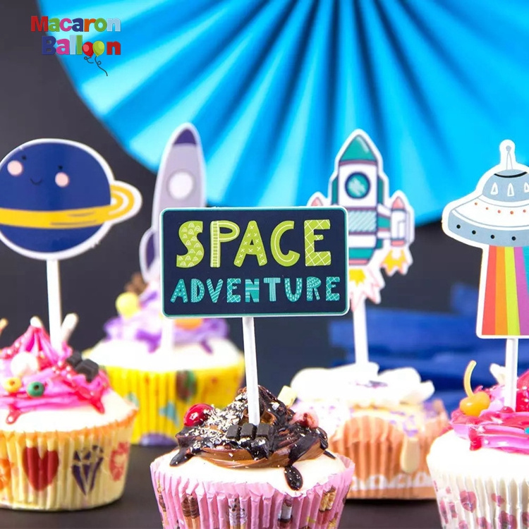 Nasa 26 Space Party Cupcake Rocket Cake Astronaut Cake Decoration Outer Space boys happy Birthday Decoration K511