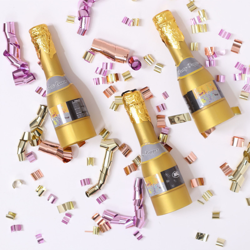 11cm Birthdays Weddings Foil Silver Gold Confetti Popper Party Confetti Cannon Mini Wine Champagne Bottle Confetti Cannon KD2355