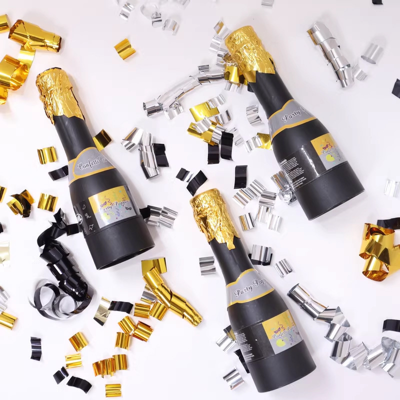 11cm Birthdays Weddings Foil Silver Gold Confetti Popper Party Confetti Cannon Mini Wine Champagne Bottle Confetti Cannon KD2355