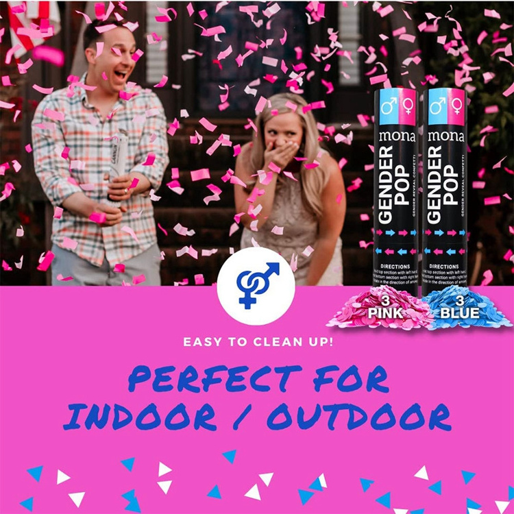 Baby Shower Confetti Cannons Gender Reveal Pink & Blue Cannon Shooter Baby Girl Boy Gender Reveal Party Decoration KD285