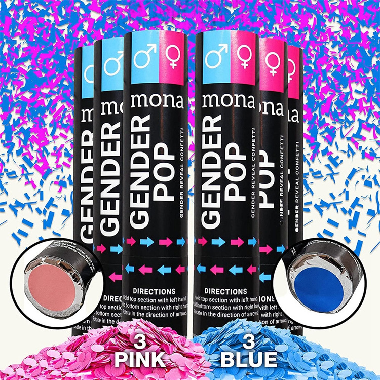 Baby Shower Confetti Cannons Gender Reveal Pink & Blue Cannon Shooter Baby Girl Boy Gender Reveal Party Decoration KD285