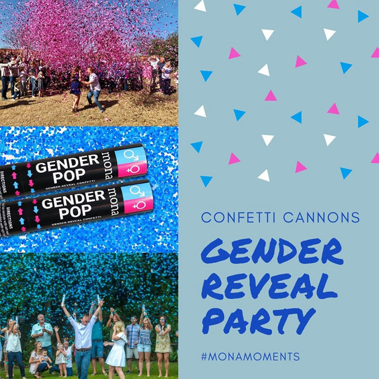 Baby Shower Confetti Cannons Gender Reveal Pink & Blue Cannon Shooter Baby Girl Boy Gender Reveal Party Decoration KD285