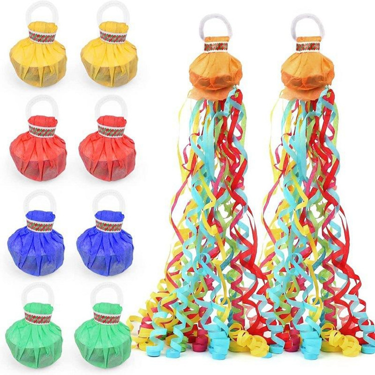 10Pcs Hand Throw Streamers with Colorful Ribbon No Mess Confetti Cracker for Wedding Party Graduation Birthday Celebration H0865