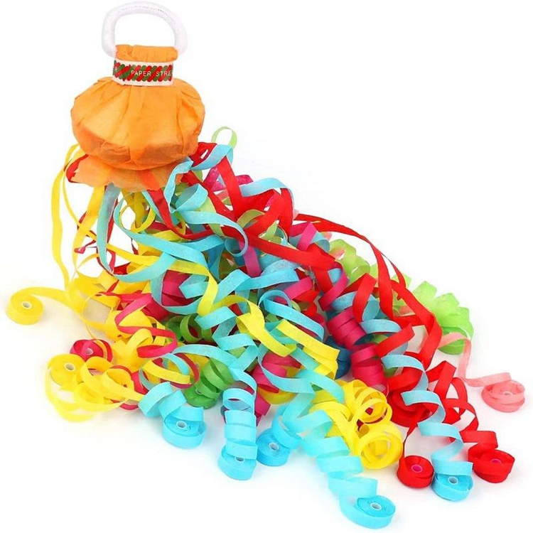 10Pcs Hand Throw Streamers with Colorful Ribbon No Mess Confetti Cracker for Wedding Party Graduation Birthday Celebration H0865