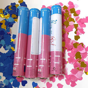 Boy or Girl Gender Reveal Pink Blue Confetti Cannon Gender Reveal Party Supplies Popper Heart Shape Confetti Sticks Cannon KD286