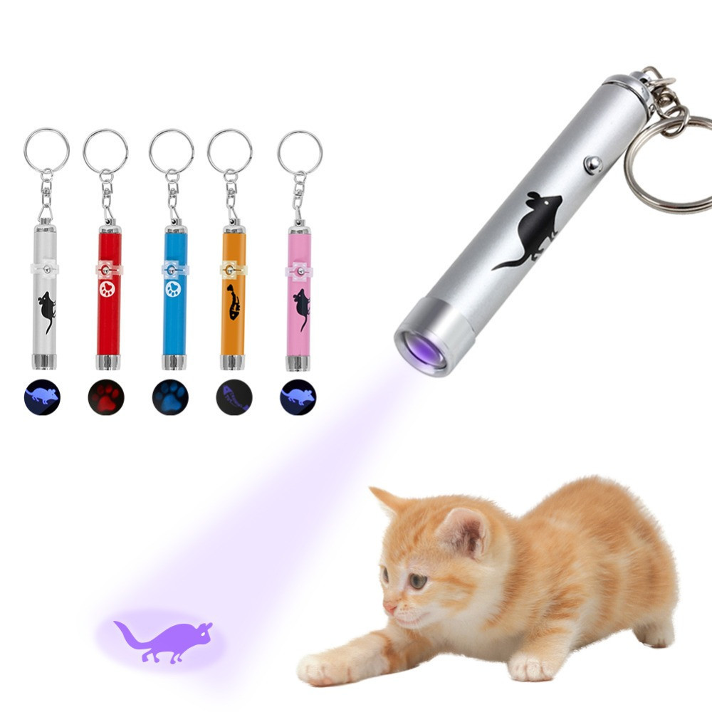 Portable Creative Funny Pet Cat Toy Training Tool Cat Led Pointer Pen Bright Footprints Fish Mice Cat Laser Pen XK0171