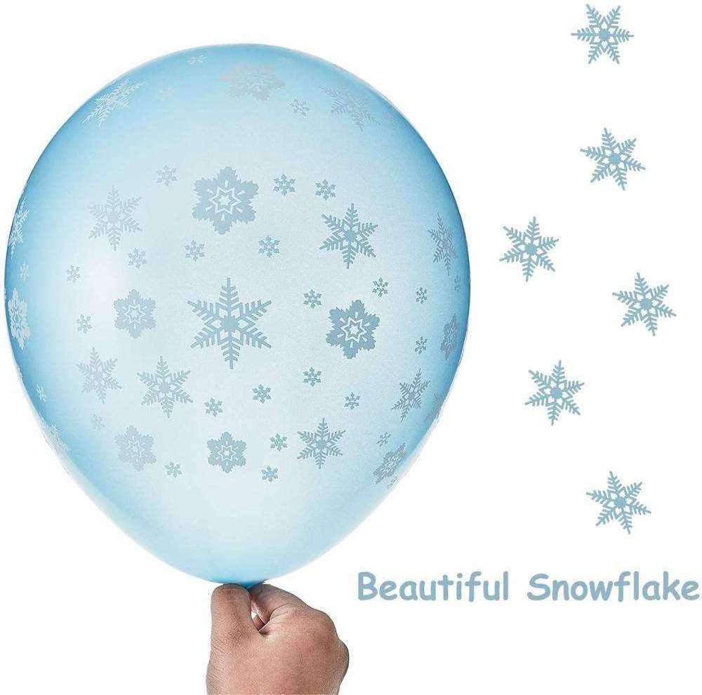 White Blue Frozen Winter Theme Balloons Set Snowflakes Latex Snowflake Foil Balloons Baby Shower Birthday Party Decor KK788