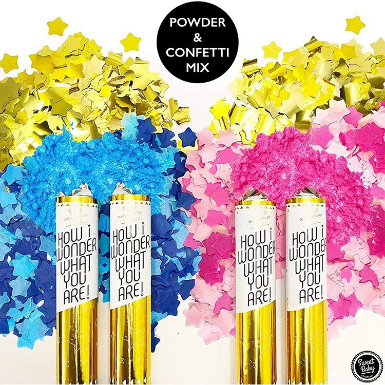 Gender Reveal Confetti Powder Cannon Star Confetti Powder Bombs Gender Reveal Poppers Baby Shower Decoration Poppers KD154