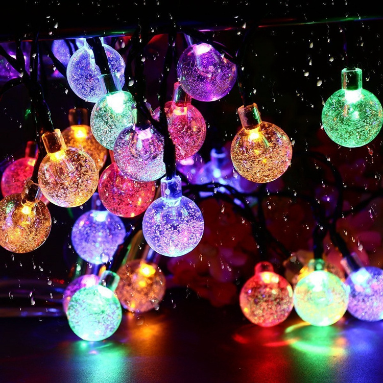 Outdoor Solar String Lights 20ft 30LED Solar Globe String Lights 8 Modes Crystal Ball Solar Powered String Lights Decor H0443