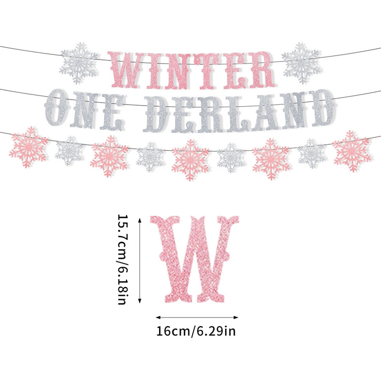 2023 Pink Snowflake Winter One Wonderland Party Decorations Frozen Birthday Decoration for 1st Baby Shower Baby Shower A3202