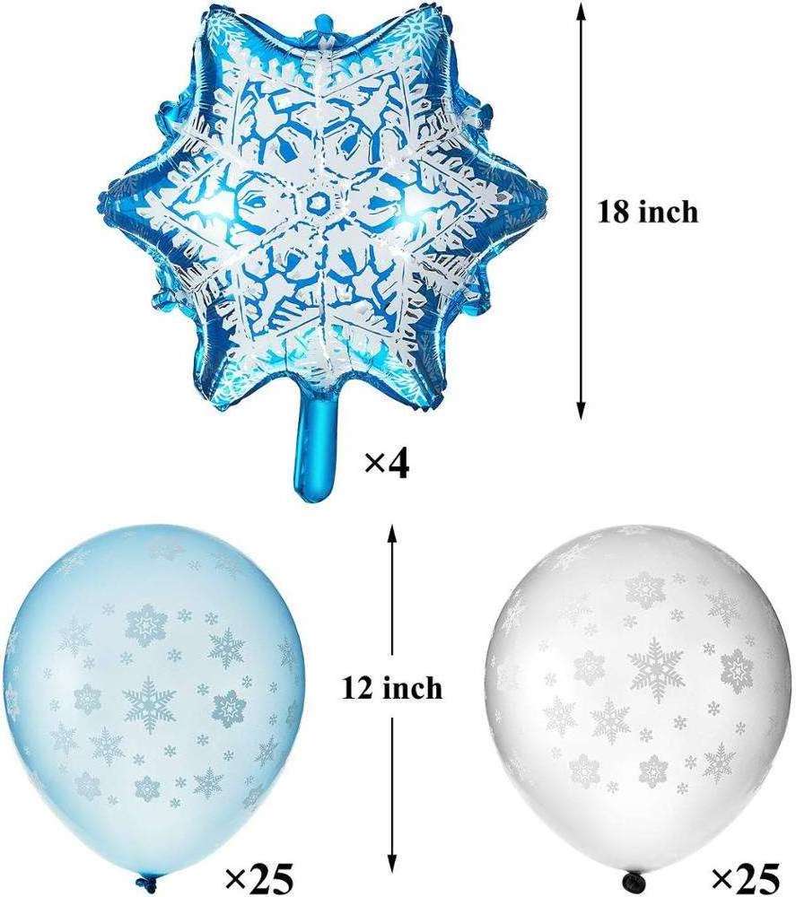 White Blue Frozen Winter Theme Balloons Set Snowflakes Latex Snowflake Foil Balloons Baby Shower Birthday Party Decor KK788