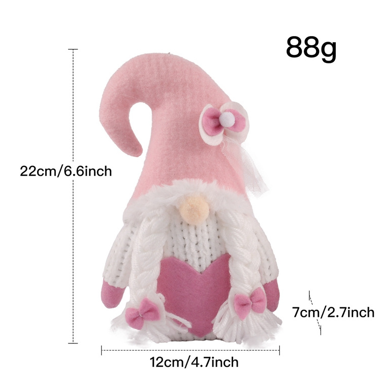 Cute Pink Valentine Gnomes Plush Heart Swedish Tomte Doll Figurine Valentines Day Gnome Doll Gifts Home Decoration H0606