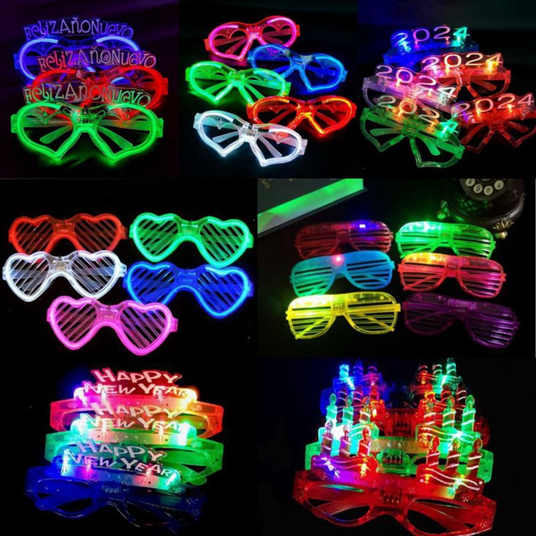 Shutter Shades Sunglasses Plastic LED Light Up Glasses Glow in the Dark Party Supplies for Kids Adult Birthday New Year H0959