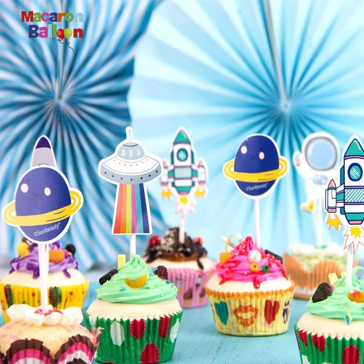 Nasa 26 Space Party Cupcake Rocket Cake Astronaut Cake Decoration Outer Space boys happy Birthday Decoration K511