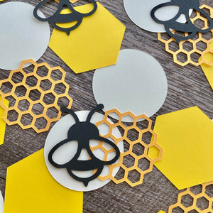 Yellow Black Bee Confetti Gold Glitter Circle Confetti Honeycomb Hexagon Confetti for Bee Themed Party Baby Shower Decor KCF014