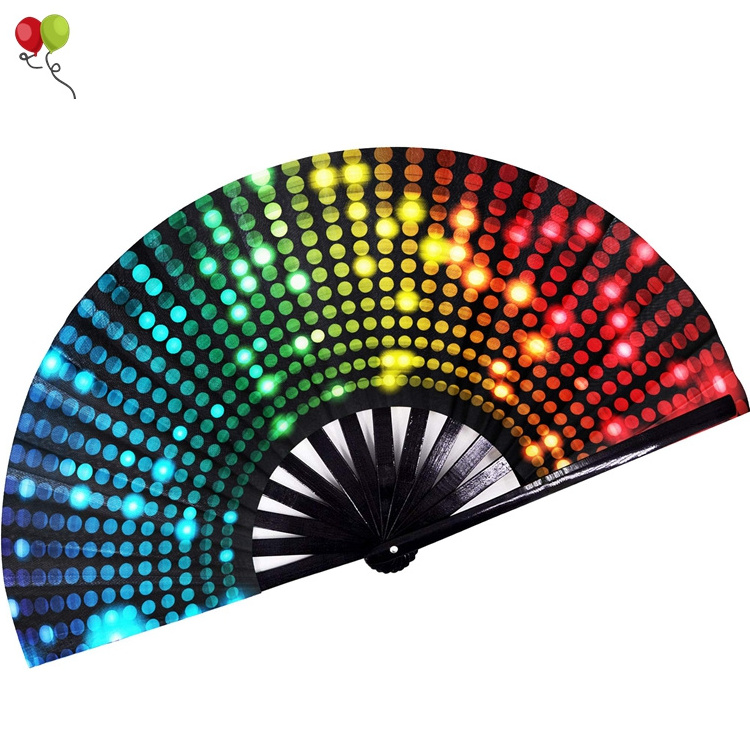 Colorful Bright Hand Fan Large Folding Fans for Festivals Drag Queen & Burlesque Cute Holographic Accessories for Women H0334