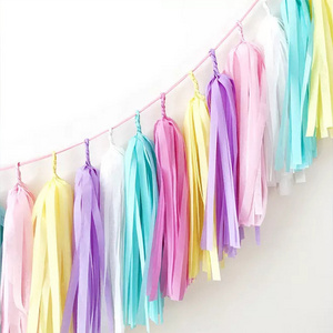 5PCS Rainbow Tissue Tassel Garland Balloon Tail Baby Shower Birthday Party Flower Garden Party Paper Tissue Tassel KD004