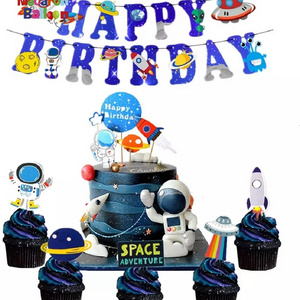 Nasa 26 Space Party Cupcake Rocket Cake Astronaut Cake Decoration Outer Space boys happy Birthday Decoration K511