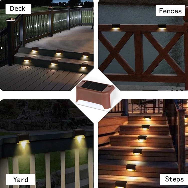 Outdoor Solar Step Lights Waterproof Led Solar Warm White Lights for Outdoor Stairs Step Fence Yard Patio and Pathway H0447