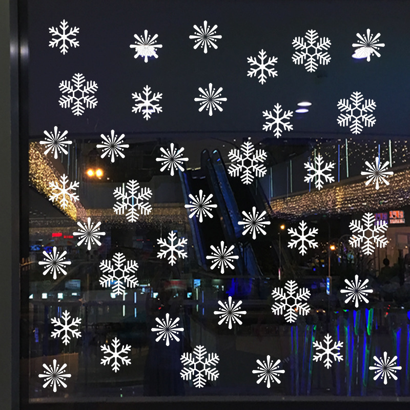 White Snowflakes Window Decorations Clings Decal Stickers Ornaments for Christmas Frozen Theme Party New Year Supplies KSD337