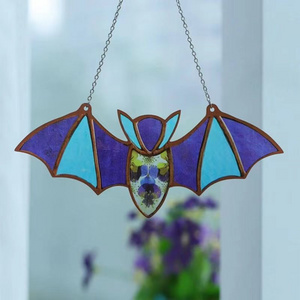 Goth Bats Stained Glass Light Catcher Window Hanging Acrylic Glass Art Wall Decor Halloween Bats Car Mirror Ornaments KD2495