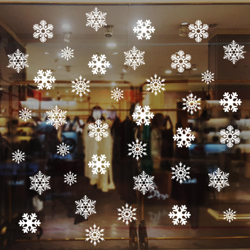 White Snowflakes Window Decorations Clings Decal Stickers Ornaments for Christmas Frozen Theme Party New Year Supplies KSD337