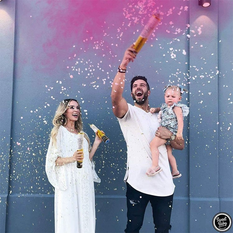 Gender Reveal Confetti Powder Cannon Star Confetti Powder Bombs Gender Reveal Poppers Baby Shower Decoration Poppers KD154