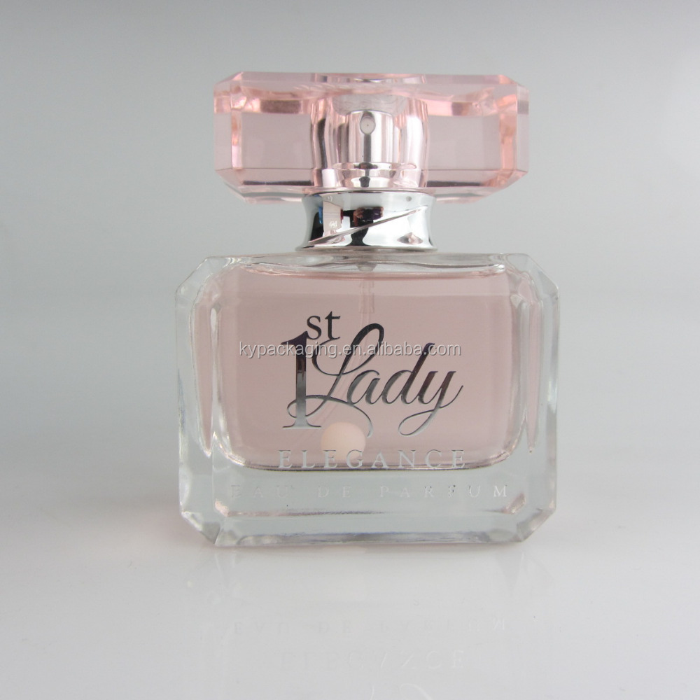 High quality pink female perfume glass bottle with pink surlyn cap