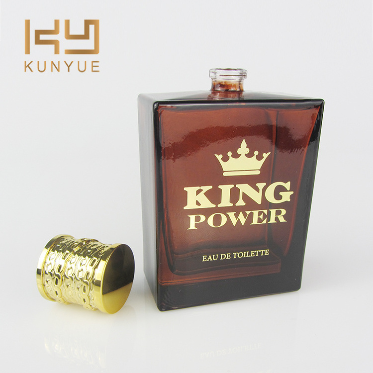 Wholesale Square 100ml Brown Glass Spray King Power Perfume Bottle For Men