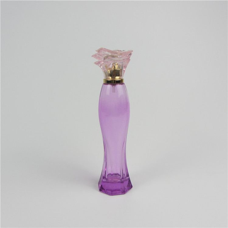 Nice Flower Shaped Perfume Glass Bottle With Ross Shaped Cap