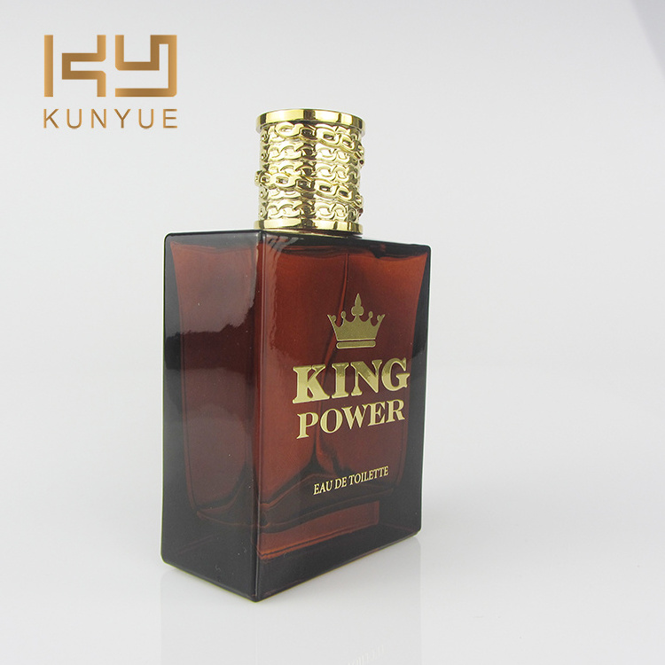 Wholesale Square 100ml Brown Glass Spray King Power Perfume Bottle For Men