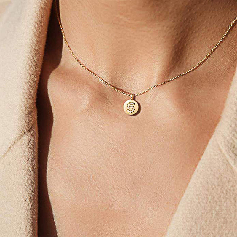 personalized custom Jewelry Fashion character S925 Sterling SIlver 18K real gold plated alphabet name letter Necklace