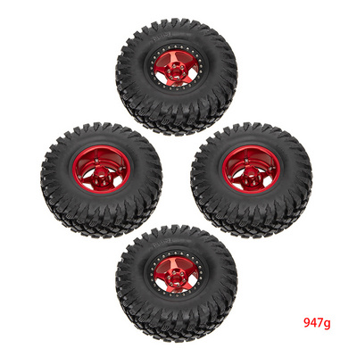 4PCS 2.2 inches Aluminum Alloy Wheels & Rubber Tires Kit for 1/10 RC Rock Crawler Axial SCX10 RR10 Wraith Yeti