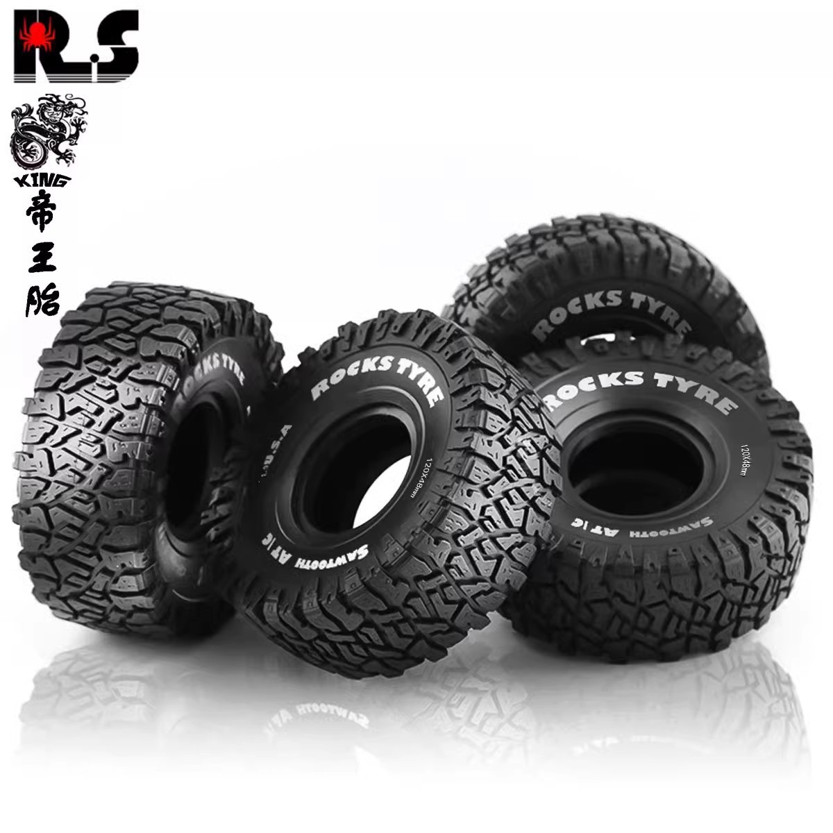 RS 1.9-inch Climbing Tire for TRX-4 SCX10 D90 and Other 1:10 Universal King Tyres R110