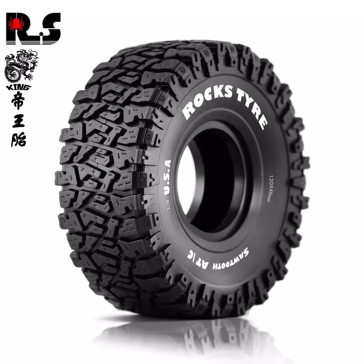 RS 1.9-inch Climbing Tire for TRX-4 SCX10 D90 and Other 1:10 Universal King Tyres R110