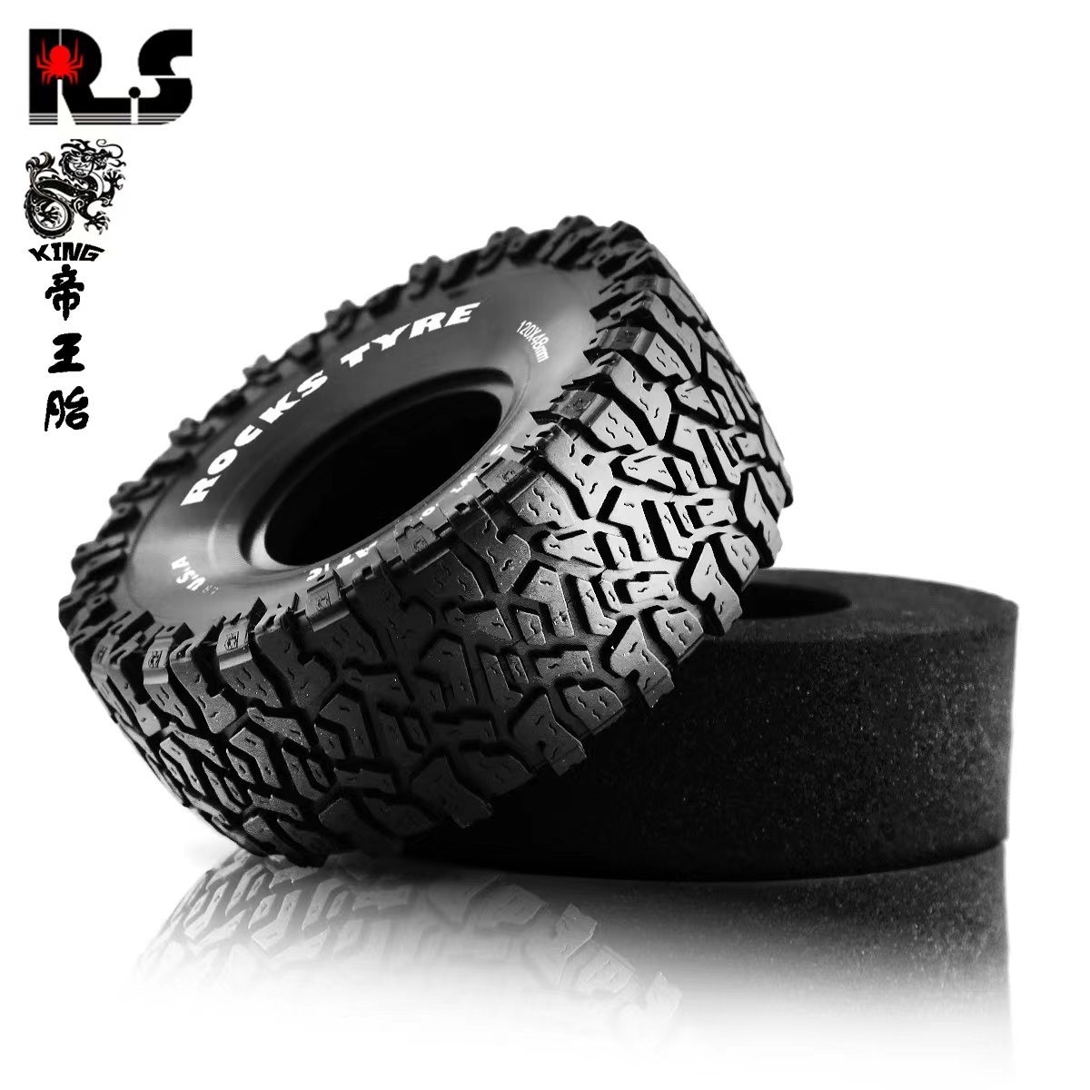 RS 1.9-inch Climbing Tire for TRX-4 SCX10 D90 and Other 1:10 Universal King Tyres R110